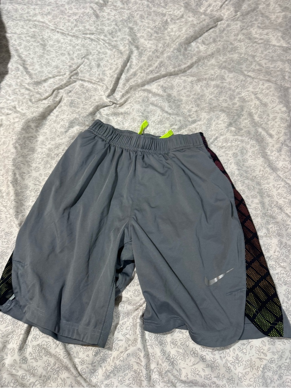 Nike Kid's Gray Athletic Shorts with Reflective Swoosh